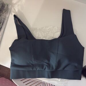 Stylish Ribbed Scoop Sports Bra - Deep Teal